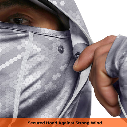 Performance Cooling Hoodie with Gaiter - Full Print - Light Grey