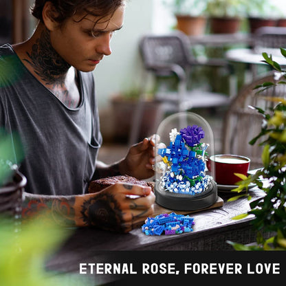 Flower Bouquet Building Kit - 630 PCS Valentines Day Gift Bonsai Tree Sets for Adult Girlfriend Wife (Blue Roses)