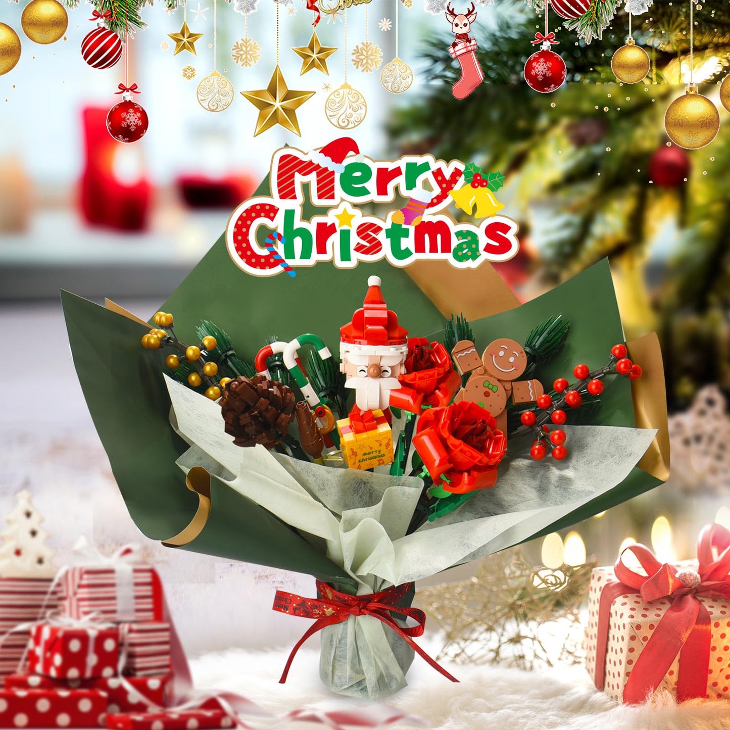 2024 Advent Calendar 24 Days Flower Bouquet Building Block Christmas Countdown Calendar,Artificial Wildflower Botanical Collection