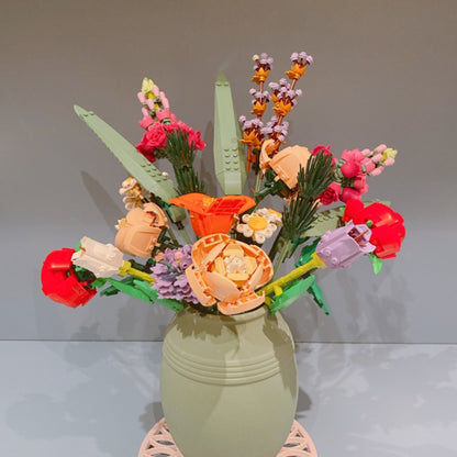 Flower Bouquet Bricks with LED lighting Kit, compatible with 10280 for Adults 856PCS