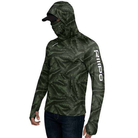 Performance Cooling Hoodie with Gaiter - Full Print - Dark Green
