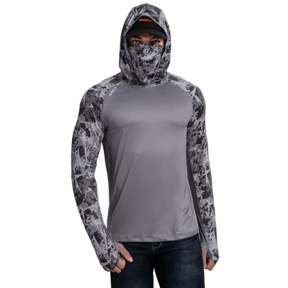 Performance Cooling Hoodie with Gaiter - Mix Print - Dark Grey